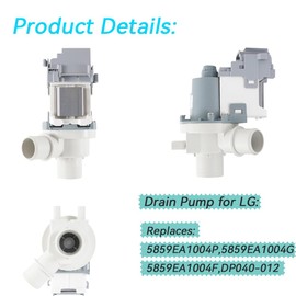 5859EA1004P, 5859EA1004G, 5859EA1004F Drain Pump L-G WT1101CW/ WT1501CW/ WT4870CW/ WT1201CV(W) WT5270CW Washer Drain Pump Assembly Replacement Parts.