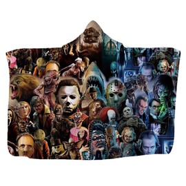 ZEHENG Horror Blanket, Ultra Soft Horror Mysterious Character Hooded Blanket for Adult Gothic Sherpa Artificial Fleece Wearable Throw Hooded Cloak Air Conditioning Blanket (B, 78.7x59 inch)