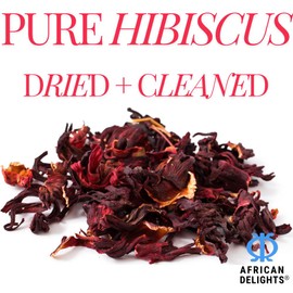 African Delights Hibiscus Tea 16oz – Organic Sorrel Leaves | Flor de Jamaica | Natural Herbal | Edible| Bulk Loose Tea for Brewing