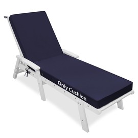 RULAER Chaise Lounge Cushions 72x21x3 Inch Outdoor Waterproof Lounge Chair Cushion,Double Piping Fade-Resistant Chaise Cushion with Ties for Pool Patio Lawn (Prussian Blue, 72 * 21 * 3inch)