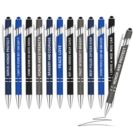 Sayglossy 12 Pcs Police Ballpoint Pens Inspirational Police Officer Black Ink Pens Bulk 1.0 mm Medium Point Smooth Writing Office Motivational Ballpoint for Men Women Police Uniform Office Business