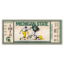 FANMATS 23169 COL -Michigan State Spartans Ticket Design Runner Rug - 30in. x 72in. | Sports Fan Area Rug, Home Decor Rug and Tailgating Mat