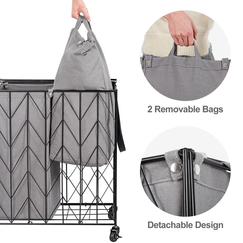 WOWLIVE Laundry Basket with Wheels, Heavy Duty Laundry Hamper with