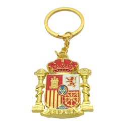 Aries Boutique Spain Keyring, Spanish Shields, Double Sided Keyring, Gold Painted Bull. (No Box)