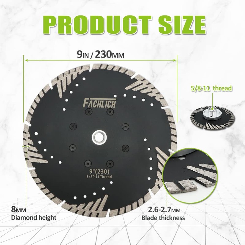 FACHLICH Diamond Turbo Blade 9" 230mm with Slant Protection Teeth