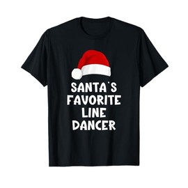 Christmas Santa's Favorite Line Dancer Funny Dancing Dance T-Shirt, black