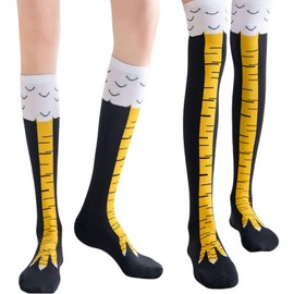 Kotkiddy 2 Pairs Funny Chicken Leg Socks: 24 Inch Knee Socks, 12 Inch Calf Socks, Novelty Party Gifts for Women, Men, and Children
