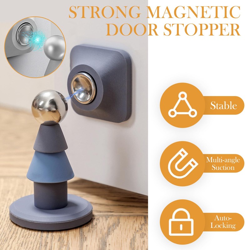 2-Pack Magnetic Door Stoppers, Heavy Duty Stainless Steel Door Holder