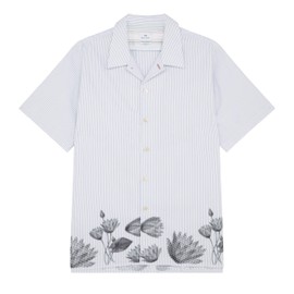 PS Paul Smith PS Pual Smith Men's 'Faded Floral' Casual Shirt, Greyish Blue