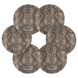 Bar Coaster for Drinks, Coil Woven Coasters Holder Pad 3.94 in Diameter for Mugs Thickness of 0.24 in with Metal Rack Print Real Snake Skin Animal Texture Brown Grey White
