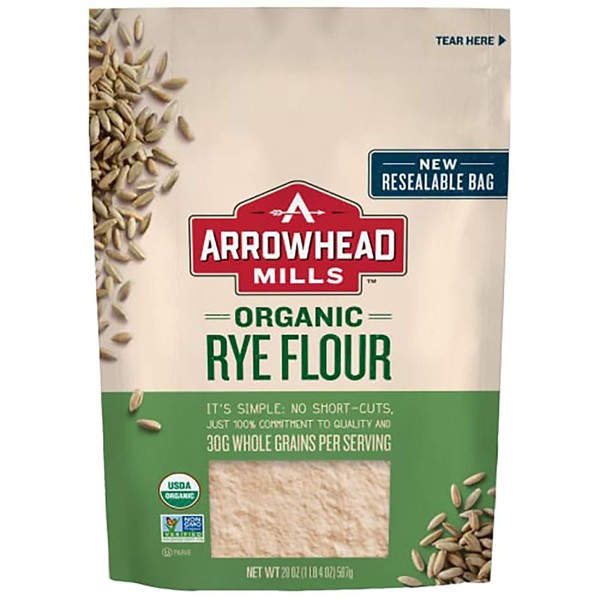 Arrowhead Mills Organic Rye Flour, 20 Ounce Bag (Pack of 6)