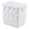 6-Pack Plastic Storage Basket with Lid, Small Organizer Bin, White