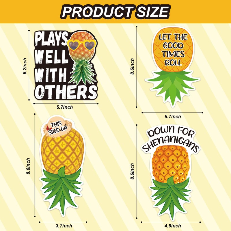4 Pcs Upside Down Pineapple Magnet - Pineapple Decor Magnetic