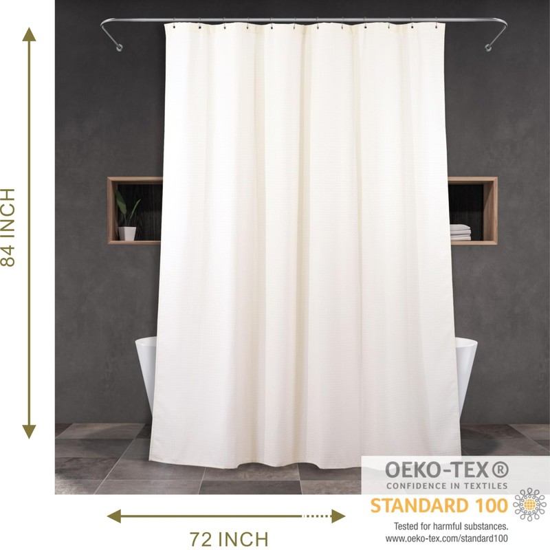 Ivory Extra Long Shower Curtain: 84 Inch Long Beige Cream