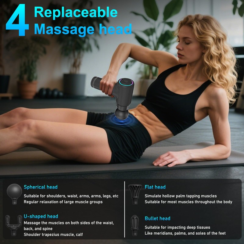 Behogan Massage Gun, 3200 RPM Hand Massager, Long Handle Massage