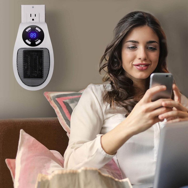 Portable Heater LED Display PTC Wall Outlet Electric Timer for