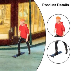 MagiDeal 1/64 Scale Diorama Stylish Figure Street People Model Resin Landscape Toy Painted Miniature Figurine Layout for Birthday Gift, Skateboard Man