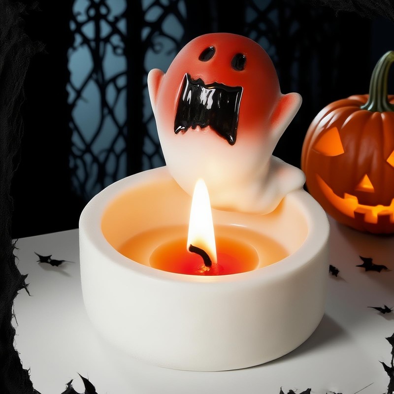 Ghost Candle Holder, Halloween Cute Cartoon Small Ghost Candle Holder,
