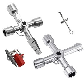 XZEIT Set of 3 control cabinet keys, universal, square key, 4-sided key, cross key, triangular key for barrier posts, tap key, heating vent key