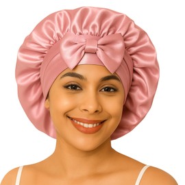 Silk Hair Bonnet with Strap for Sleeping, Double-Layer Satin Sleep Cap for Women, Soft Lining Sleep Wrap for Curly and Natural Hair