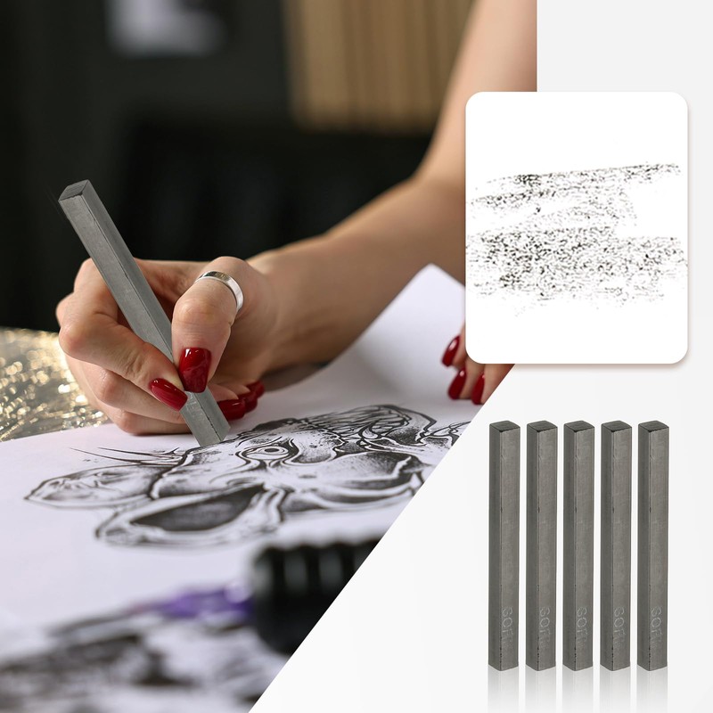 PATIKIL Compressed Charcoal Sticks, 6 Pack Soft Grade Art Supplies