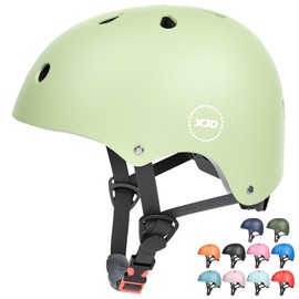 XJD Fahrradhelm Kinder Jugend Kinderhelm Einstellbare Skateboard Helm Skaterhelm für Fahrrad Skateboard Scooter Roller Kinderfahrradhelm für 3-13 Alt Mädchen und Jungen(M: 55-58 cm, Mintgrün)