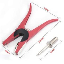 Fippy Universal Animal Ear Tag Pliers with Replacement Needle for Installing Pigs Cattle Sheep Ear Tag Applicator (Red)