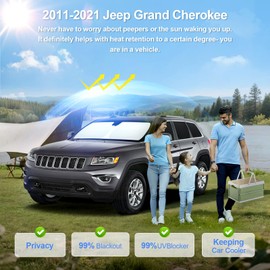 8pcs Car Window Shades forJeep Grand Cherokee 2011-2021(NOT Grand Cherokee L) Accessories,Windshield Side Rear Full Sunshade,Sun Visor UV Blocking, Privacy Protection for Camping Outdoor