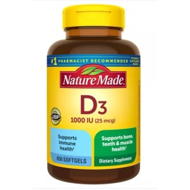 Nature Made Vitamin D3 1000 IU (25 mcg), 650 Softgels, Supports Bone, Teeth