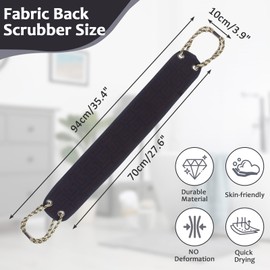 Kaket Fabric Back Scrubber for Shower, Fabric Exfoliating Back Washer for Shower, Double-Sided Exfoliating Bath Towel for Men Women (Black)