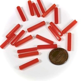 PRECIOSA Czech Glass Atlas Tube Beads 20x4mm Hyacinth Orange 20 pieces CL782