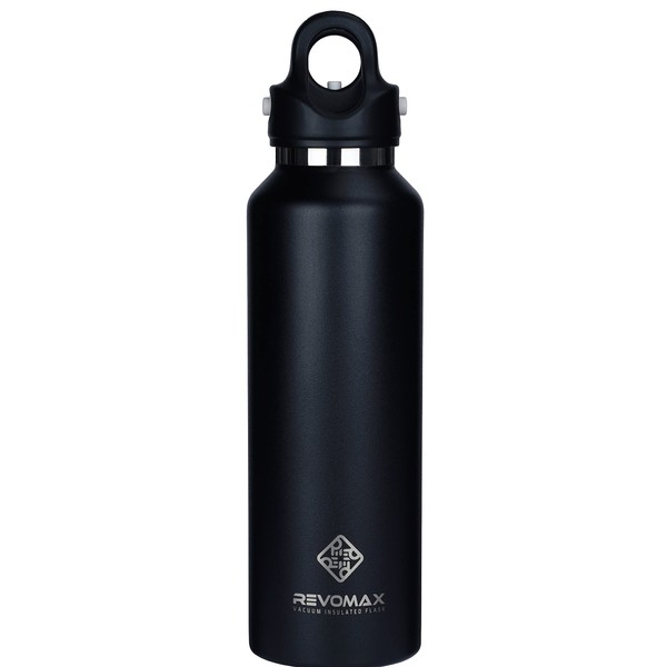 日本正規輸入品 Revomax2 炭酸対応真空断熱ボトル 20oz 592ml 18時間保温 36時間保冷 (オニキスブラック)