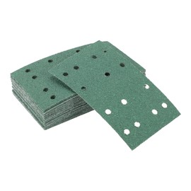HEROFFIX 25 Pcs Car Wood Sanding Discs Smoothing Hook & Loop Sanding Sheets 3.15"x5.24" 14 Hole 40 Grit Green Aluminum Oxide