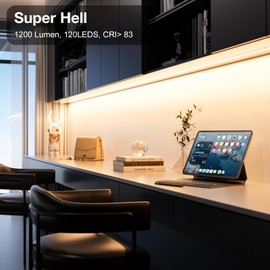 WOBANE LED Under-Unit Light with Switch, 4 x 50 cm LED Under Cabinet Lighting Kitchen, Neutral White Kitchen Under-Unit Light, 12 V LED Light Strip for Cupboard, Showcases, Desk, 1200 Lumens, 4000 K