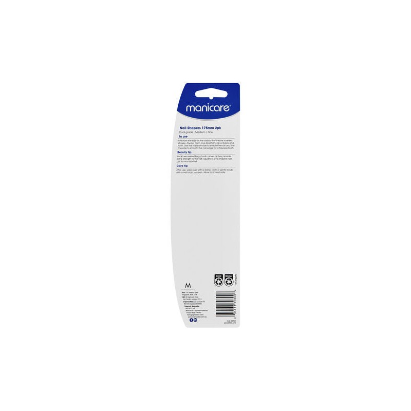 Manicare Medium/Fine Nail Shapers 175mm 2 Pack