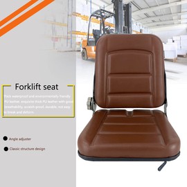 TABODD Universal Forklift Seat for Garden Lawn Mower, Komatsu Style Folding Seat Suspension Seat with Armrest and Slidable Track for Mini Digger Forklift Excavator & Skid Loader, Black