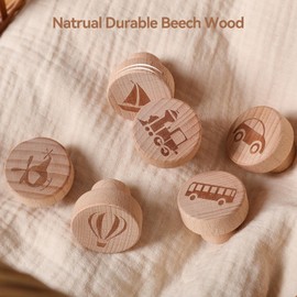 OESSUF 6PCS Vehicle Wooden Cabinet Knobs, 35mm Round Furniture Handle Drawer Door Knobs Pull Handles for Cupboard Wardrobe Furniture Hardware