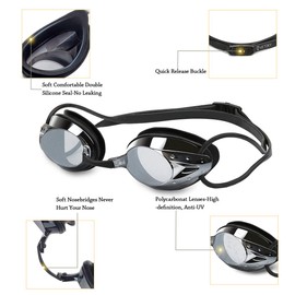 VETOKY Swimming Goggles, Swim Goggles Adult Unisex Swim Goggles, No Leaking Anti Fog UV Protection Soft Goggles swimming for Men, Women, Junior and Kids Age 8+