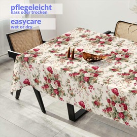 Fabric Tablecloth Washable Table Linen Tablecloth Cotton Polyester Roses 100 x 140 cm Indoor / Outdoor Tablecloth