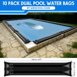 Vincreem 10 Pcs Double Chamber Swimming Pool Cover Water Bag for Inground Pool, 0.8mm Thick 8 ft Water Tube with Screw Cap for Winter Underground Pools Cover (Black)