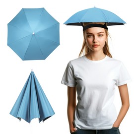 YELARXI Umbrella Hat, Fishing Hat Hands Free Waterproof Adjustable Sun Rain Cap Hat with Elastic Band Fit for Women Men Fishing Camping Gardening Beach Sunshade Outdoor(Sky Blue)