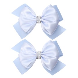 Zolyco Large Big 5 Inch Hair Bows for Girls Thick Ribbon Boutique Alligator Clips Hair Accessories for Baby Girls Toddlers Kids Teens 2 PCS (Blue)