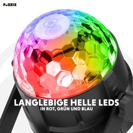 Fuzzix Tornado Mini Disco Ball Set of 2, Party Light, 360 Degree Rotating RGB Lamp, Remote Control, Ceiling and Suction Cup Holder, LED Ball, Disco Light, Party Light, Music Controlled, LED Ball,