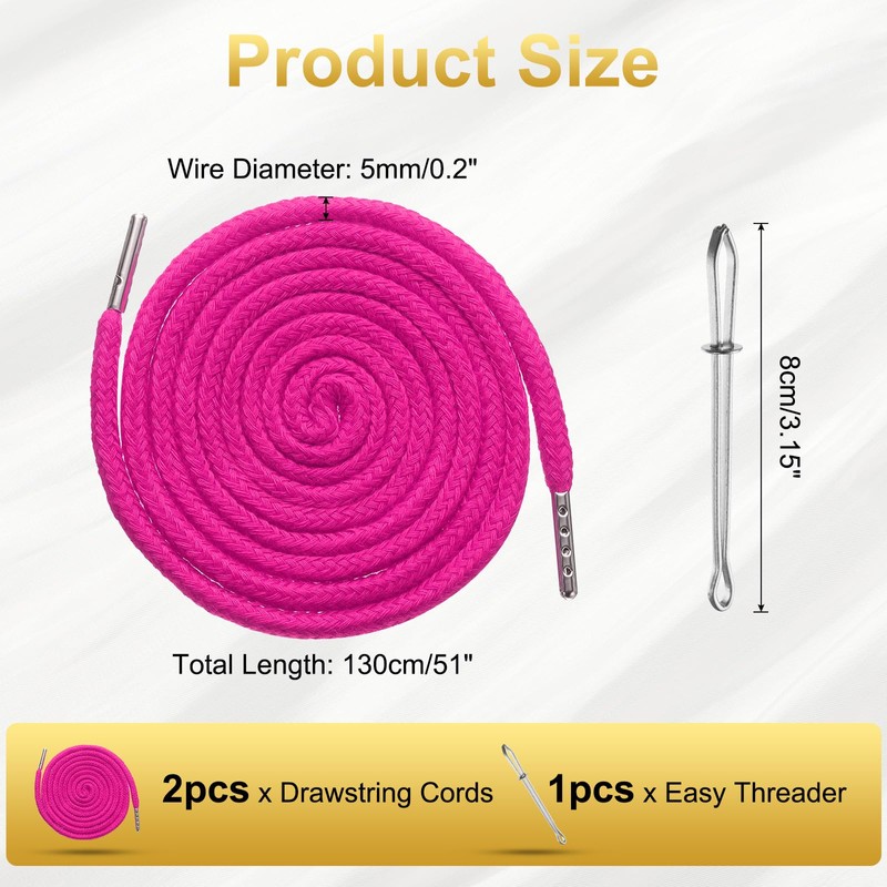 uxcell 2pcs Drawstring Cords 51" Replacement Drawstring Hoodie String Sewing