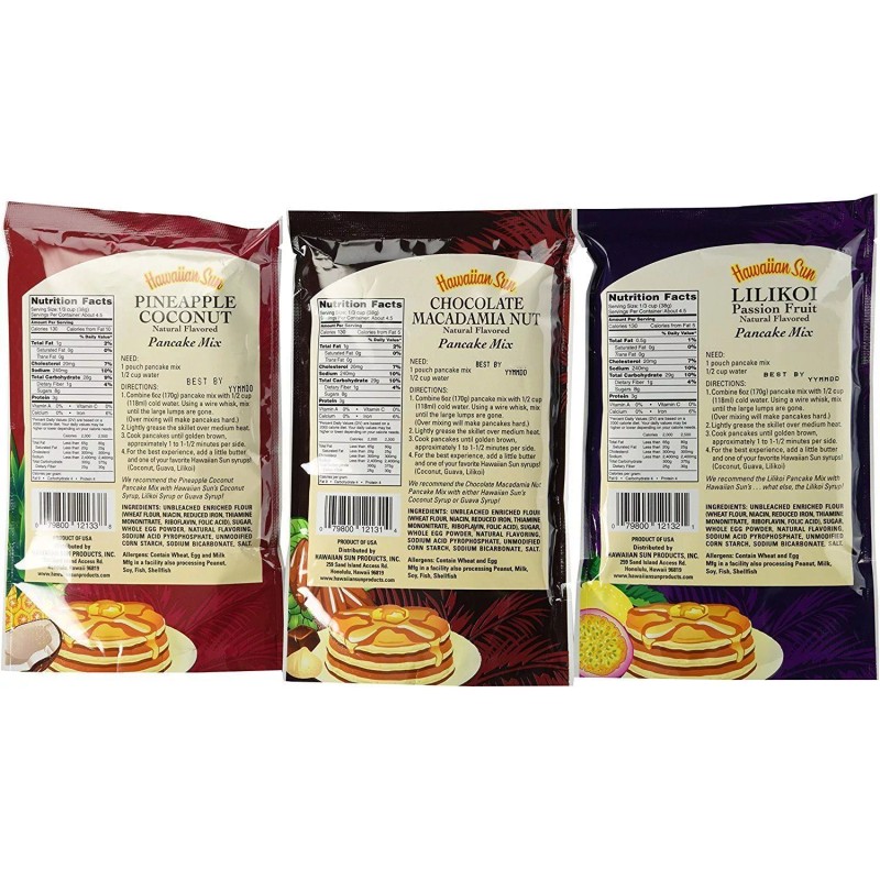 Hawaiian Sun Pancake Mix Assortment 6-ounce (Pack of 3)
