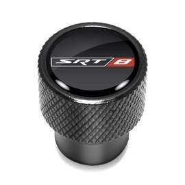 iPick Image for Dodge Jeep SRT-8 Logo on Black Aluminum Tire Valve Stem Caps - Official Licensed