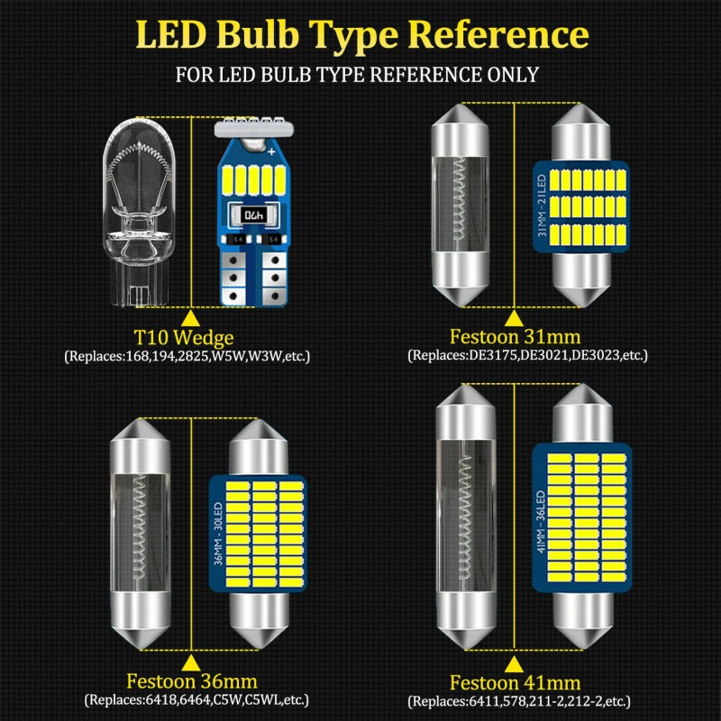 BMTxms 11x White Interior LED Light Bulbs Package Kit for