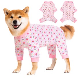 Pupsooft Dog Recovery Suit for Small Medium Large Dogs, Pet Onesie After Surgery Comfort Dog Bodysuit Anti Licking (2X-Large, Pink Bunny)