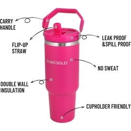 DLOCCOLD 40 oz Tumbler with Flip Straw & Handle,Stainless Steel Leak Proof Tumbler,Double Walled Insulated Water Bottle,Reusable Cup, Portable Travel Mug Fit in Cup holder
