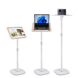 HDCHQXQ Adjustable Floor Book Stand Height From20'-67‘ and Angle, Music Stand,Reading Stand for Tablet Bibles, Recipes, Cooking, Books Wooden Display Rack,Stable Portable with Clip